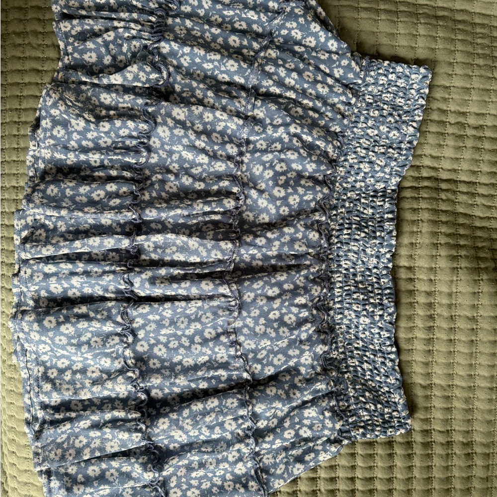 American Eagle Floral Blue Smocked Skirt